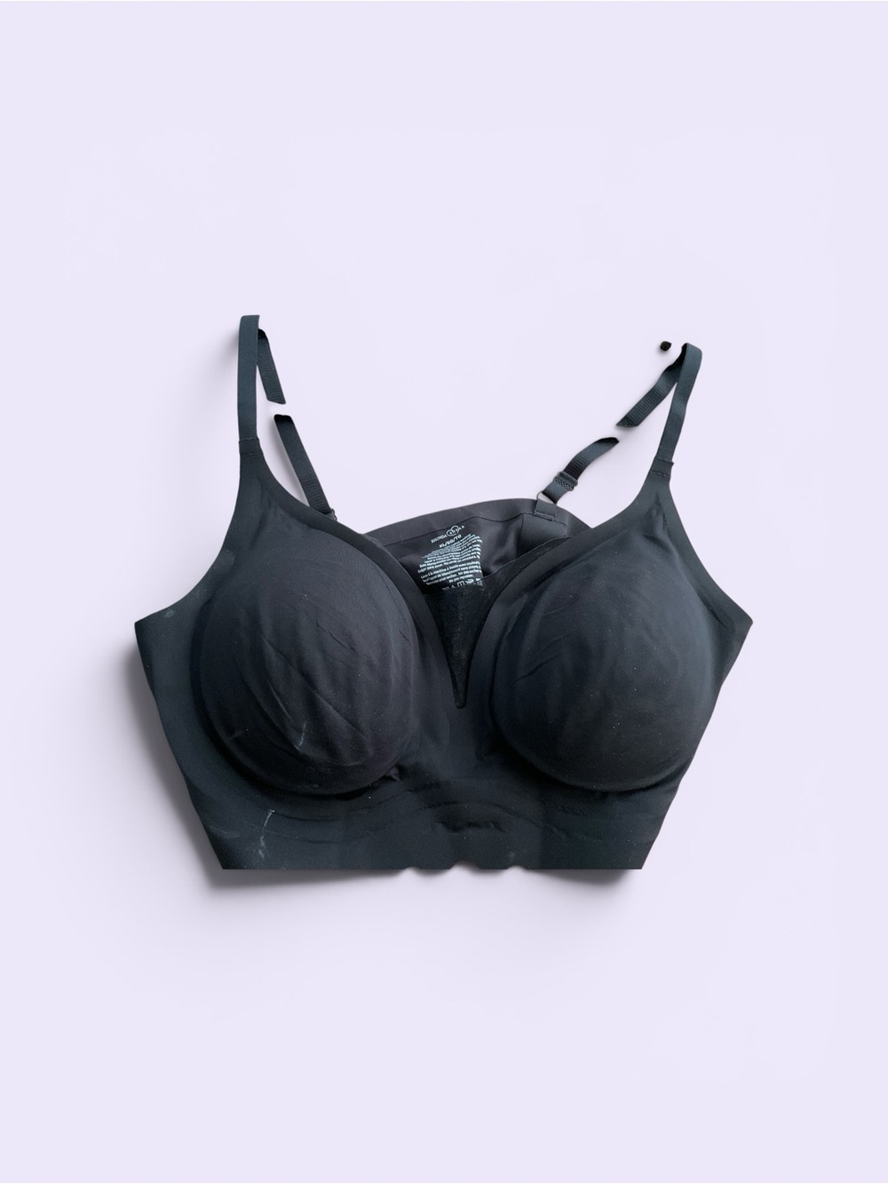 Rhonda Shear Black Seamless Support Bra with Adjustable Straps